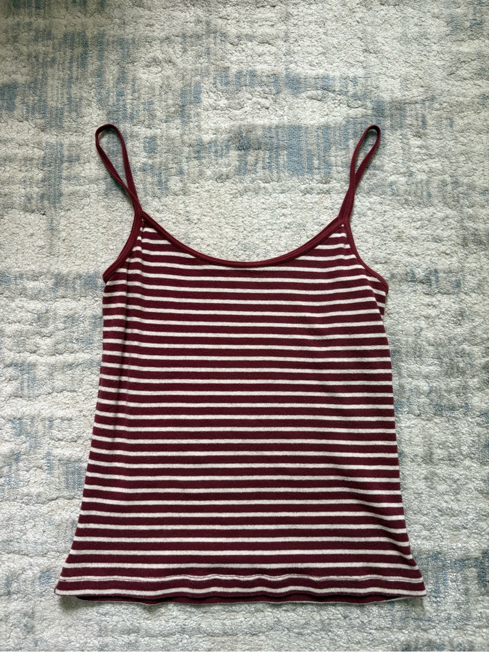 Brandy Melville Burgundy and White Striped Spaghetti Tank